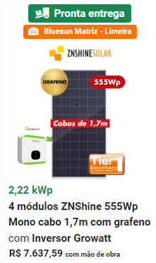 2.22 kWp Kit - 278 kWh/mês