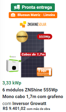 3.33 kWp Kit - 417 kWh/mês