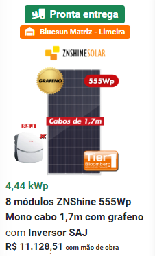 4.44 kWp Kit - 556 kWh/mês